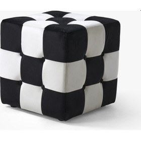 Resim Kare Puff Siyah-beyaz Siyah 