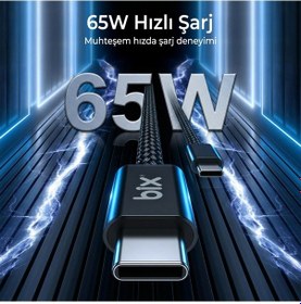 Resim Bix T4cc 65w Type-c To Type-c Örgülü Manyetik Tasarım Hızlı Şarj Ve Data Kablosu 1 Metre Beyaz 