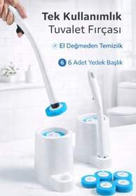 Resim Ecuy Tek Kullanımlık Tuvalet Fırçası El Değmeden Kullanım, Deterjanlı Klozet Temizleyici 6’lı Sünger Set 