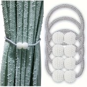 Resim 4 Adet Modern Perde Bağcıkları Sahte İnci Vurguları ile - Polyester, Gri Bitiş Oturma Odası, Yatak Odası & Ofis Dekoru, Pencere Perde Bağcıkları, Toka 