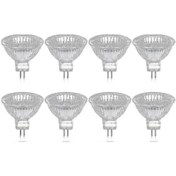 Resim 8'li Paket 35w 12v Kısılabilir Mr16 Gu5.3 Halojen Ampuller, 400 Lümen, 2800k Sıcak Beyaz, Cam Kapak Hk 