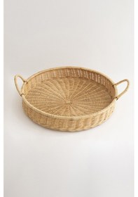 Resim Meander Doğal Rattan Kulplu Tepsi 35x5x10 Cm 4582 L 