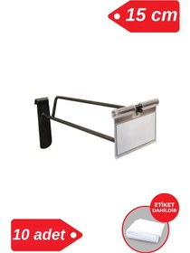 Resim 15 Cm - 10 Adet Siyah Etiketli Tel Pano Kancası Raf Askısı Galvaniz 