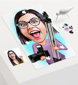 Resim Kişiye Özel Bayan Profesyonel Fotoğrafçı Karikatür 240 Parça A3 P 