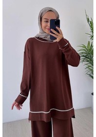 Resim Kahijab Biye Detay Merserize Takım - Kahverengi Kahverengi 