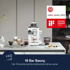 Resim Delonghi 16 Farklı Lezzet Rivelia Bean Switch Tam Otomatik Kahve Makinesi - Beyaz Premium Tasarım - 19 Bar +2kg Kahve EXAM440 