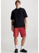 Resim Calvin Klein Erkek Garnet Kargo Terry Jogger Şort Kırmızı 