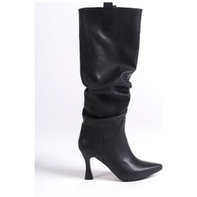 Resim Mubiano Mbv100-s Siyah İnce Topuklu Körüklü Uzun Çizme Siyah 