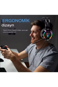 Resim Havana G606 Rainbow 7.1 Siyah Kulak Üstü Usb Kulaklık 4d Mikrofonlu Profesyonel Rgb Oyuncu Kulaklığı 