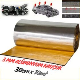 Resim Evimdeyokyok Araç Oto Ses Isı Yalıtım Bandı 3mm x 30CMX10METRE Alüminyum Folyolu Kauçuk Bant Izolasyon Malzemesi 