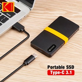 Resim Kodak 1TB/512GB/256GB/128GB USB 3.1 Gen 1 Taşınabilir SSD - Sarı Kurdeleli Yüksek Hızlı Tip-C 3.1 Harici Disk, Dizüstü Bilgisayar, Telefon, PS4, PC, MAC, TV, Telefon Genişletmesi İçin Kompakt ve Dayanıklı, Modern Tasarım, Sağlam İnşaat 