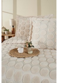 Resim Jakarlı Welsoft Tek Kişilik Yatak Örtüsü Seti 180x240 Cm Perle Ekru 