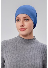 Resim Sonbaharmoda Kadın Tesettür Hazır Pratik Geçmeli Bone Lastikli Kaymaz Kot Rengi Açık Kot 
