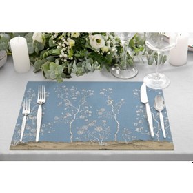 Resim Mavi Bahçe Kumaş Amerikan Servis 4'lü Set 35x50cm Çok Renkli 