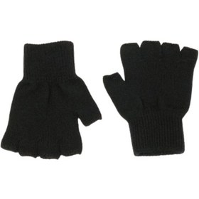Resim AXE SPORTSWEAR Unisex Çocuk Siyah Parmaksız Kesik Yarım Parmak Kışlık Örme Triko Eldiven 9 - 15 Yaş 