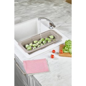 Resim LTG Nova Lavoba Içi Sürgülü Açılır Kapanır Sebze Meyve Süzgeci Vizon (Açık 38,5 cm Kapalı 34,50 cm ) 