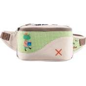 Resim Krem Rengi Kurbağa Desenli Kanvas Unisex Göğüs ve Bel Çantası 