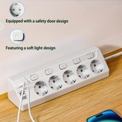 Resim 9’ü 1 Arada Üçgen Priz: 9 Çıkışlı EU (CEE 7/7) + 5×16A AC Port | 4 USB Soketi, 2 Type-C & 2 A-Type, Katı Bakır İç Şöhleli 1.5mm² Kablo Uzunluğu 2.0m, 3680W Maksimum Yük ile Oturma Odası, Seyahat şarj cihazı ve Kompakt Teknoloji Tutucu i 