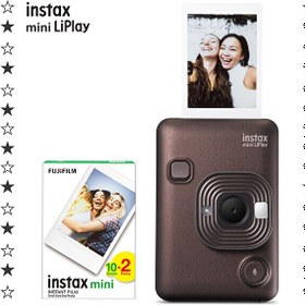 Resim Fujifilm Instax mini LiPlay Hybrid Deep Bronze Fotoğraf Makinesi 20'li Film 