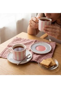Resim Güral Porselen Mental 4 Parça Çay Fincan Takımı 6566 Açık Pembe 