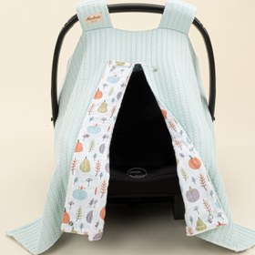 Resim Puset Örtüsü - Çift Taraflı - Turkuaz Örgü - Yeşil Balkabağı 