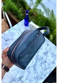 Resim Marble Antik Lacivert Hakiki Deri Erkek El Çantası Günlük-seyahat-spor-traş Bakım Antik Lacivert 