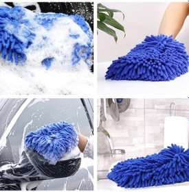 Resim Araba Oto Yıkama Temizlik Eldiveni Süngeri Peluş Büyük Boy 22x19cm 