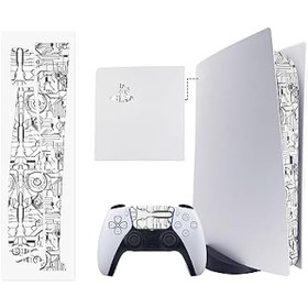 Resim TALONGAMES PS5 Console Skin, Disk Version Host Middle Strip Sticker, Console Center Part Protection Strip Film, PS5 Middle Sticker Accessories Durable Scratch Resistant (Cyberpunk White) 