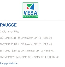 Resim Paugge Vesa Sertifikalı 2m Displayport 1.4 Kablo (ENTDP1420) 