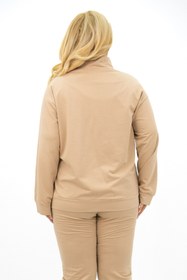 Resim Koza Butik Kadın Büyük Beden Dik Yaka Fermuarlı Eşofman Takımı 8133-25 