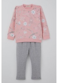 Resim Breeze Kız Çocuk Eşofman Takımı Pati Masalı Pantolonu Fiyonk Detaylı 1-4 Yaş, Pembe Pembe 