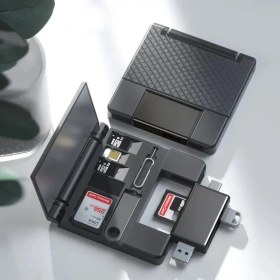 Resim NR19 Otg 7 In 1 Lightning Type C Micro USB Hafıza Kart Okuyucu Ios 13 Iphone Android Kart Saklama Kutusu 