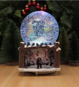 Resim Kişiye Özel Fotoğraf Çerçeveli Romantik Aşıklar Sevgiliye Hediye Kar Küresi 