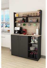 Resim %100 Mdflam Kahve Köşesi Çok Amaçlı Mutfak Dolabı Kahve02 Antrasit - Sidon Antrasit - Sidon 