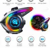 Resim Dynego Y21 Intercom Bluetooth Motosiklet Kask Kulaklığı Rgb Işık Efektli Intercom Kulaklık 