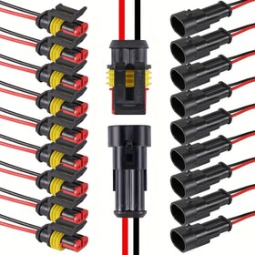 Resim AOKIN 20 adet/10 Çift 2-Prizli Elektrik Bağlantıları, Hızlı Ayrılma Erkek/Dişi Prizler, 18AWG Otomotiv Bağlantıları, Arabalar, Kamyonlar, Motosikletler, Tekne için İdeal - Kırmızı ve Sarı Yalıtımlı, Sarı ve Siyah Yalıtımlı, Siyah Yalıtımlı, Otomotiv Bağlantı Çözümü|Yalıtımlı Bağlantılar|Demir Temaslar 
