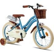 Resim Retro Classic Özel Seri, Hasır Örme Sepetli, Deri Elcikli 16 Jant Çocuk Bisikleti, 4-6 Yaş Çocuk Bisikleti (95-115CM), Unisex 