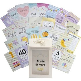 Resim Mine Memory Bebek - Hamile Fotoğraf Anı Hatıra Kartı Seti 40 Adet - Hediyelik Çiçekler Çok Renkli 