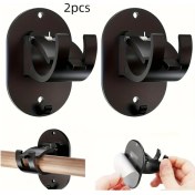 Resim Chuangyinshop Siyah 2li Vidalı Deliksiz Perde Askısı Plastik Kavisli Emme Baskılı 