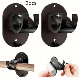 Resim Chuangyinshop Siyah 2li Vidalı Deliksiz Perde Askısı Plastik Kavisli Emme Baskılı 