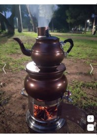 Resim Bakır Görünümlü Semaver Odunlu Çay Semaveri Kömürlü Çay Semaveri Odunlu Semaver Kömürlü Semaver 