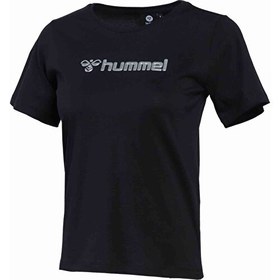 Resim Hummel Pescara Kadın Siyah Baskılı Bisiklet Yaka Tişört 