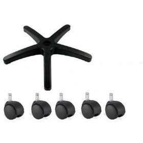 Resim Aksa Ofis Büro Plastik Tekerlekli Döner Plastik Yıldız Ayak Tekerlekli 