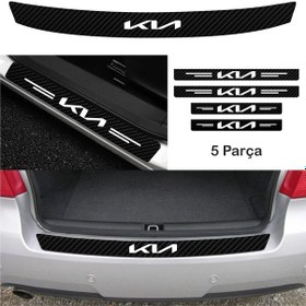 Resim Kia Stonic İçin Uyumlu Aksesuar Oto Bağaj Ve Kapı Eşiği Sticker Set Karbon 