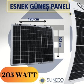 Resim Suneco 205 Watt Yarı Esnek Güneş Paneli Half Cut Monokristal Solar Güneş Paneli Karavan Tekne 