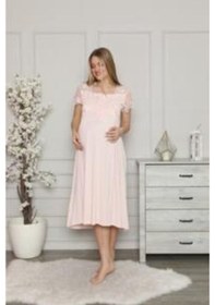 Resim Limissi 1208 Pembe Hamile Lohusa Dantelli Gecelik 