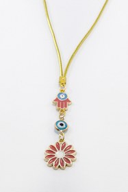 Resim biuti Gül Kurusu Hamse Nazarlı Çiçek Aksesuarlı Araba Dikiz Ayna Süsü, Araba Hediyesi 