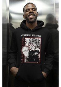 Resim Sevbano Tasarım Jujutsu Kaisen Baskılı Unisex Oversize Anime Karakter Hoo Siyah 