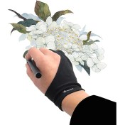 Resim Dofolink Huion Gl200 Siyah Çizim Eldiveni, İki Parmaklı Kirlenme Önleyici, Grafik Tablet Ve Ekranlar İçin Uygun Diğer 