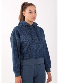 Resim Maraton Sportswear Oversize Kadın Kapşonlu Uzun Kol Basic Navymelanj Sweatshirt 21423-navymelanj 